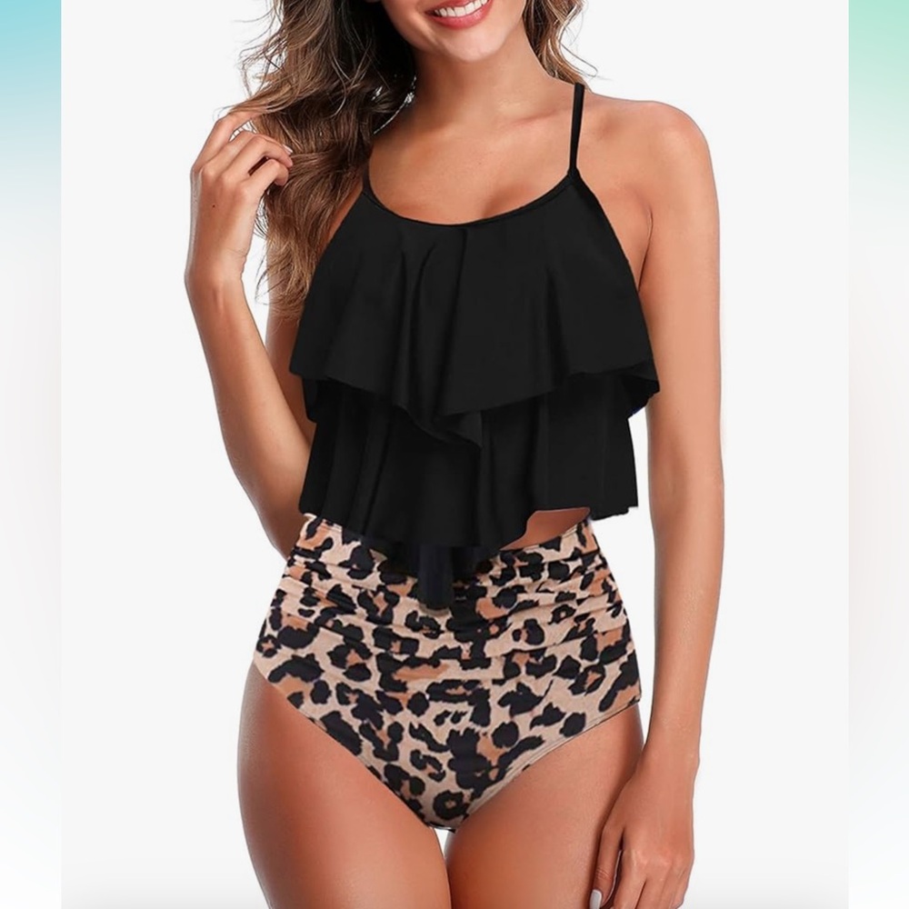 Womens Tankini Swimsuits Ruffled Tank Top Tummy Control 😍🎁👙🏖️